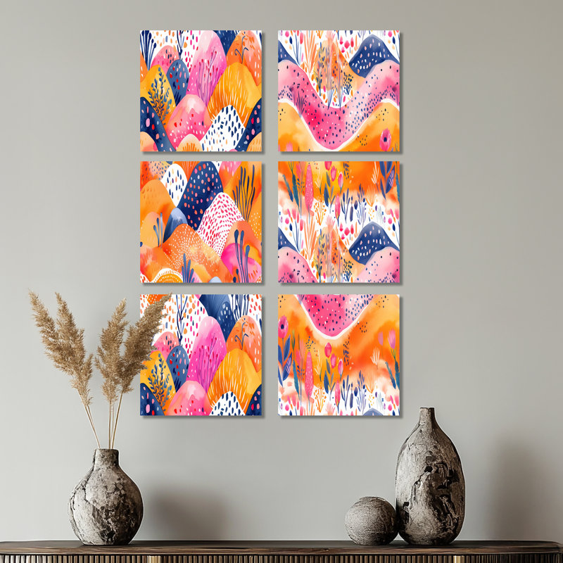 Ensemble de 6 décorations murales Boho, Toile tendue, Ne s’applique pas