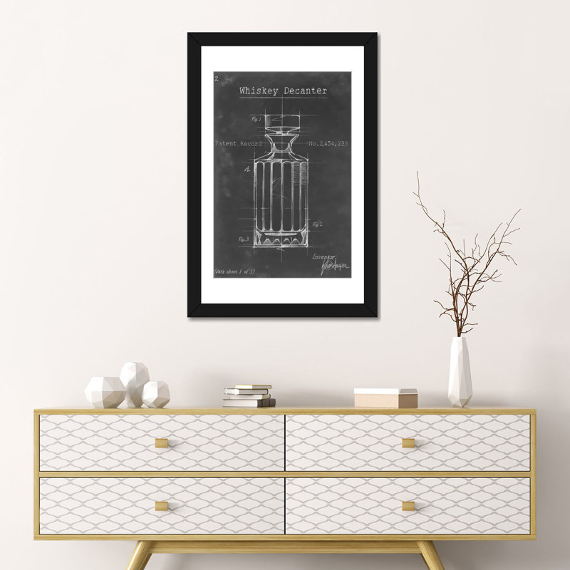 «Barware Blueprint VII», impression sur toile, H 32 po x l 24 po x P 1 po, Cadre noir