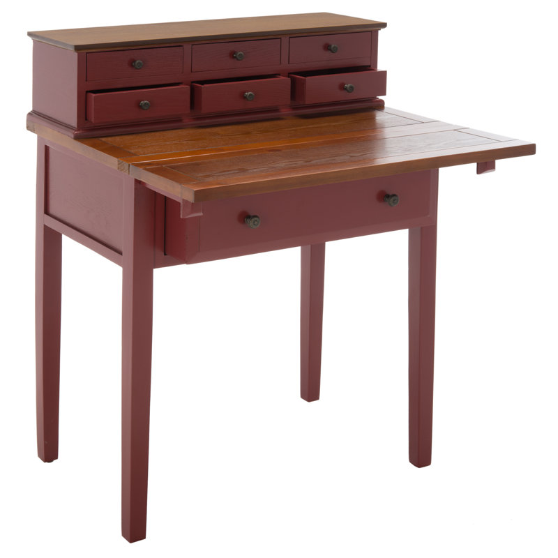 Allizae Solid Wood Writing Desk, Egyptian Red/Oak