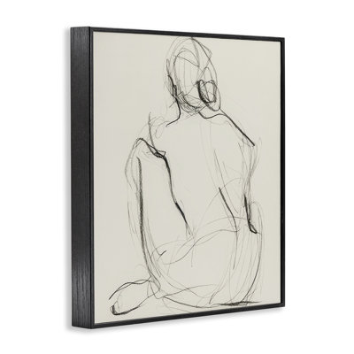 Nude Figure Drawing  Framed Giclee Art by Victoria Barnes bh-714
