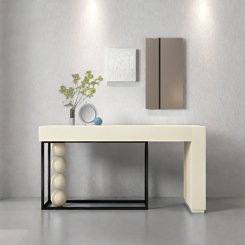 Console Modern Minimalist Art, H 35,43 po x l 55,12 po x P 15,75 po, Kaki, Noir / kaki