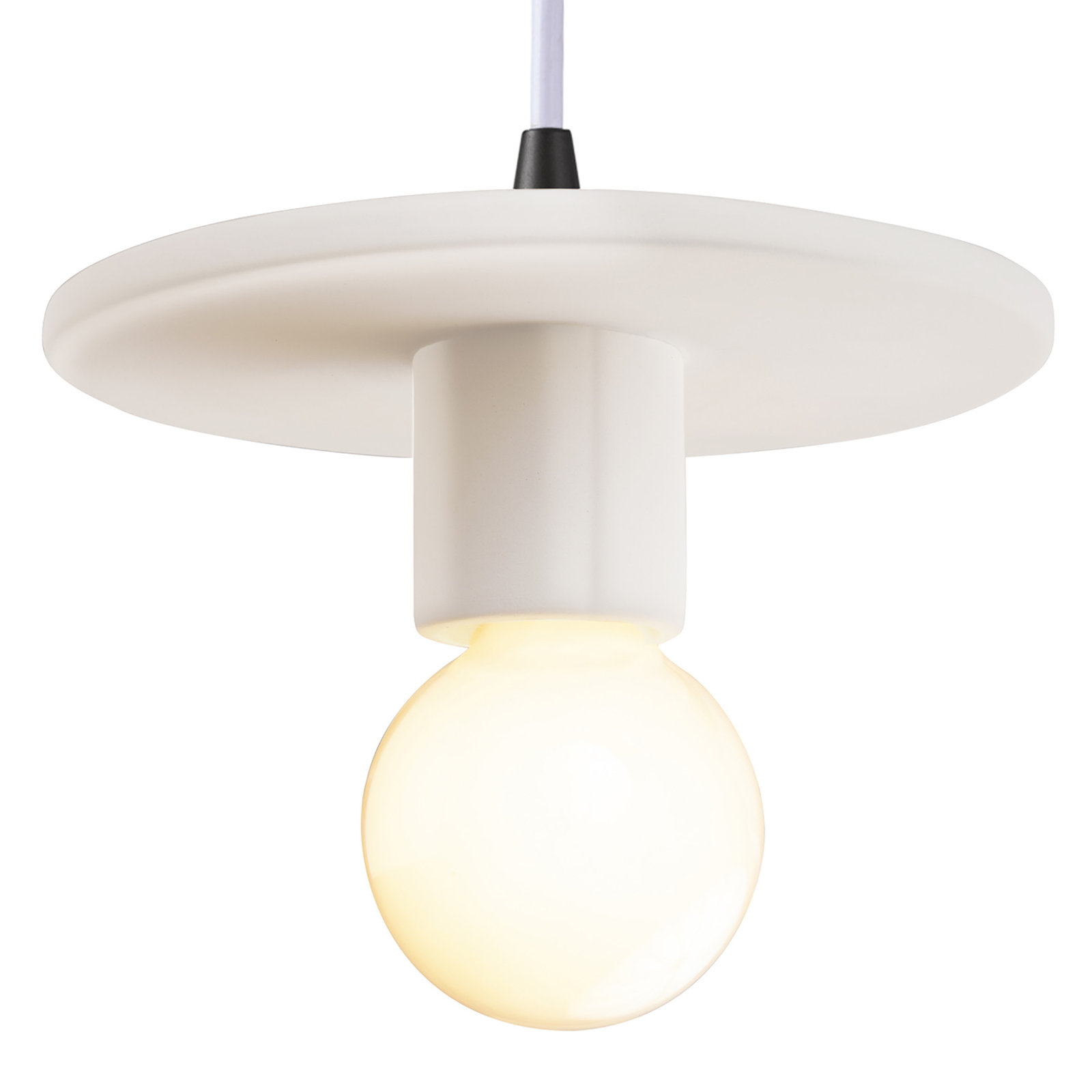 Leni Single Light Ceramic Dimmable Pendant, Matte White, Matte Black