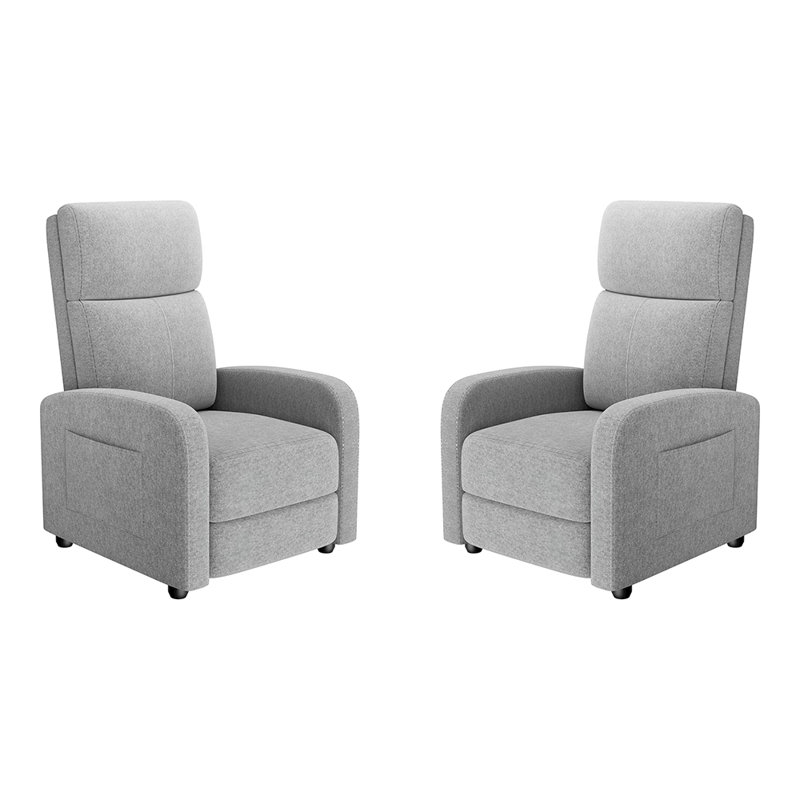 Set of 2 Recliner Chairs for Adults with Adjustable Backrest, Padded Seat, Tall Back and Wide Arms, Home Theater Seating for Living Room