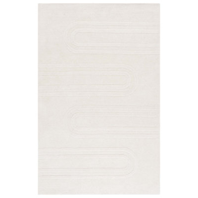 Mebsuta 501 Hand Tufted Wool/Cotton Geometric Shapes Indoor Use Only Rug in Ivory