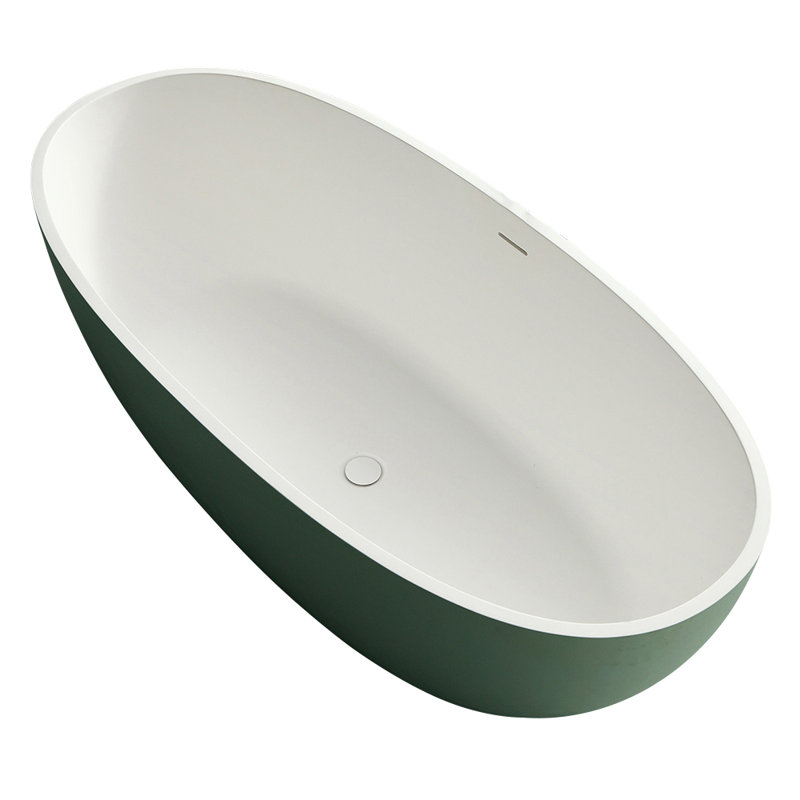 65'' x 29.5'' Freestanding Soaking Solid Surface Bathtub, Green