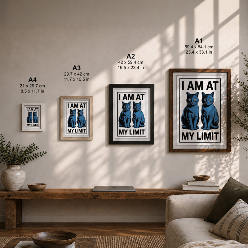 Cats At My Limit Typography - Print, Unframed, A2 - 59.4 x 42.0 cm