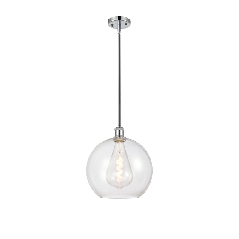 Luminaire suspendu sphère 1 lumière Cindi, H 14,38 po x l 11,75 po x P 11,75 po, Transparent, Chrome poli