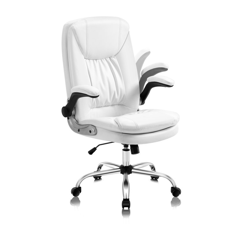 Inbox Zero Polyurethane Executive Chair, White