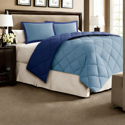 Ensembles de literie réversibles confortables bleu marine, matelassage en polyester pour la maison