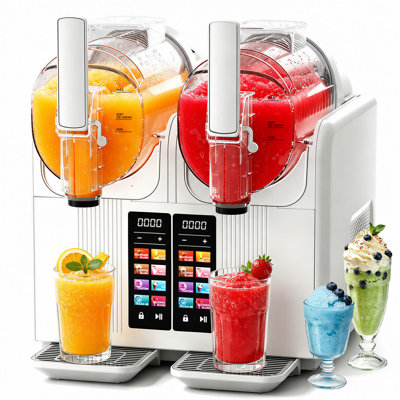 6-in-1 Countertop Slushy Machine - Dual 57 oz. Bowls, 8 Modes for Smoothies, Frappes & Soft Serve(Wh