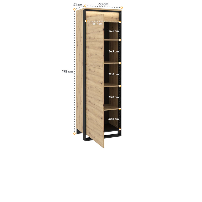 Caputo 1 Door Manufactured Wood Wardrobe