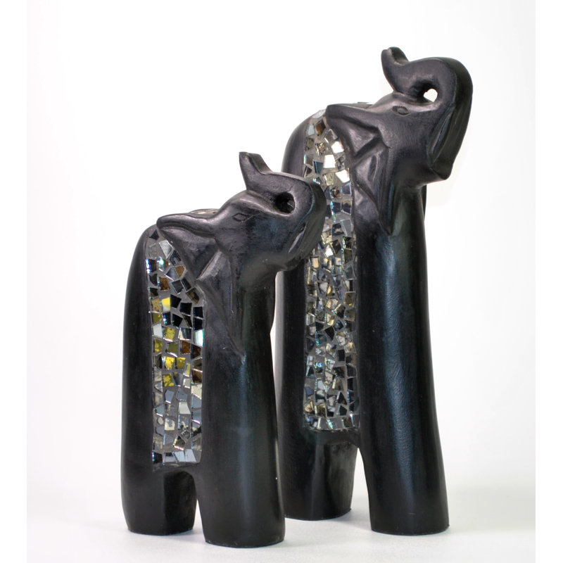 Paire d'éléphants en mosaïque
