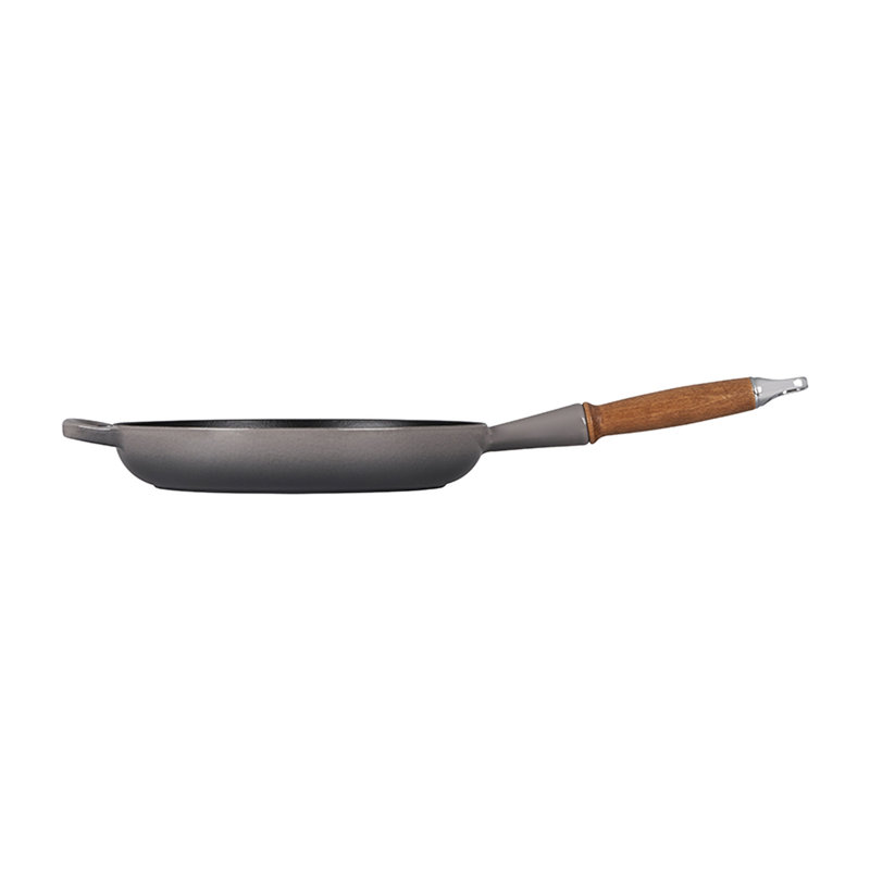 Le Creuset Enameled Cast Iron Alpine Wood Handle Fry Pan, 2.25Qt. - Flame, Oyster
