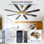 Ventilateur de plafond 72 pales 72 pouces avec lumière DEL Télécommande réversible à deux tons Pales du ventilateur noir et noyer-1932570549-1932795952