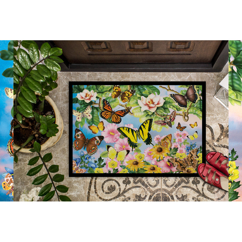 Guerrina Non-Slip Doormat, North American Butterflies