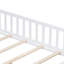Lit plateforme double avec clôture et porte pour enfants, cadre de lit Montessori avec lattes de soutien pour tout-petits, lit en bois blanc