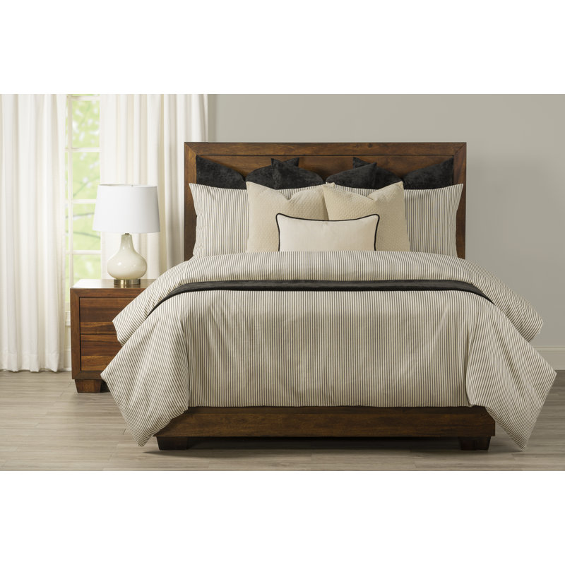 Ensemble de housse de couette à rayures 100% coton, Housse de couette pour grand lit + 2 taies décora