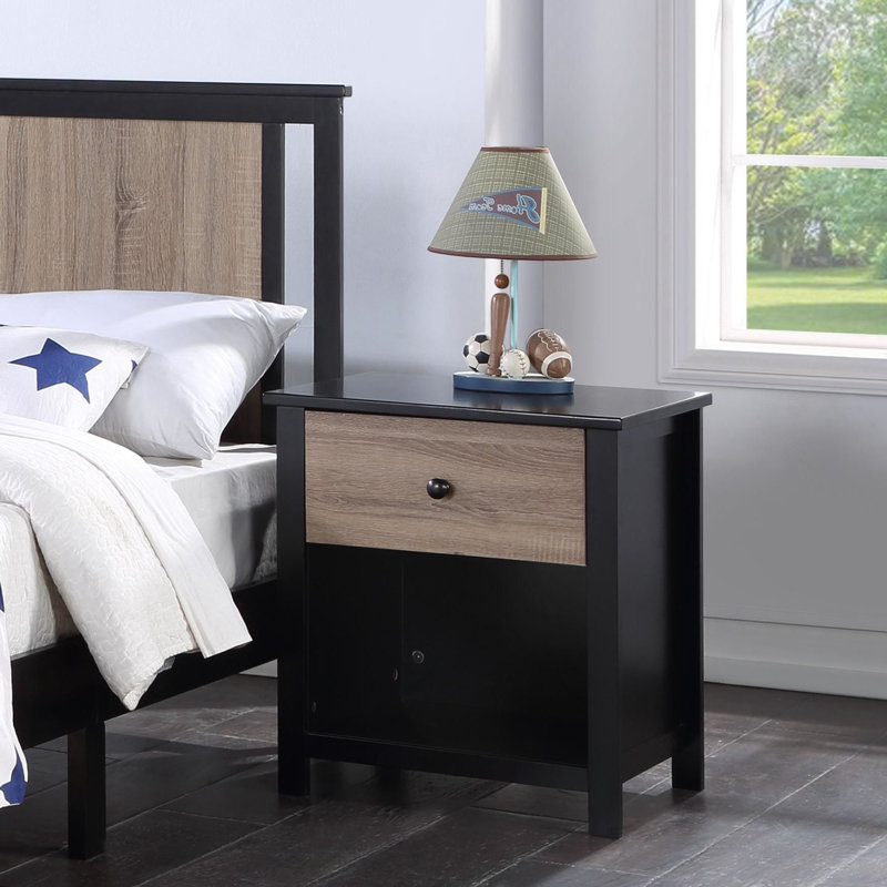 22.22'' W Wood Nightstand, Black/Brown