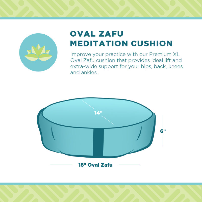 Zafu Meditation Pillow - Cotton Yoga Pillow for Sitting on Floor with Organic Buckwheat Fill, Zen Kneeling Prayer Pad - Round or Oval