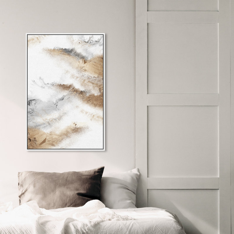 «Abstract Brianna Majestic Brush Strokes», reproduction d'art graphique sur toile, H 45 po x l 30 po, Cadre flottant blanc