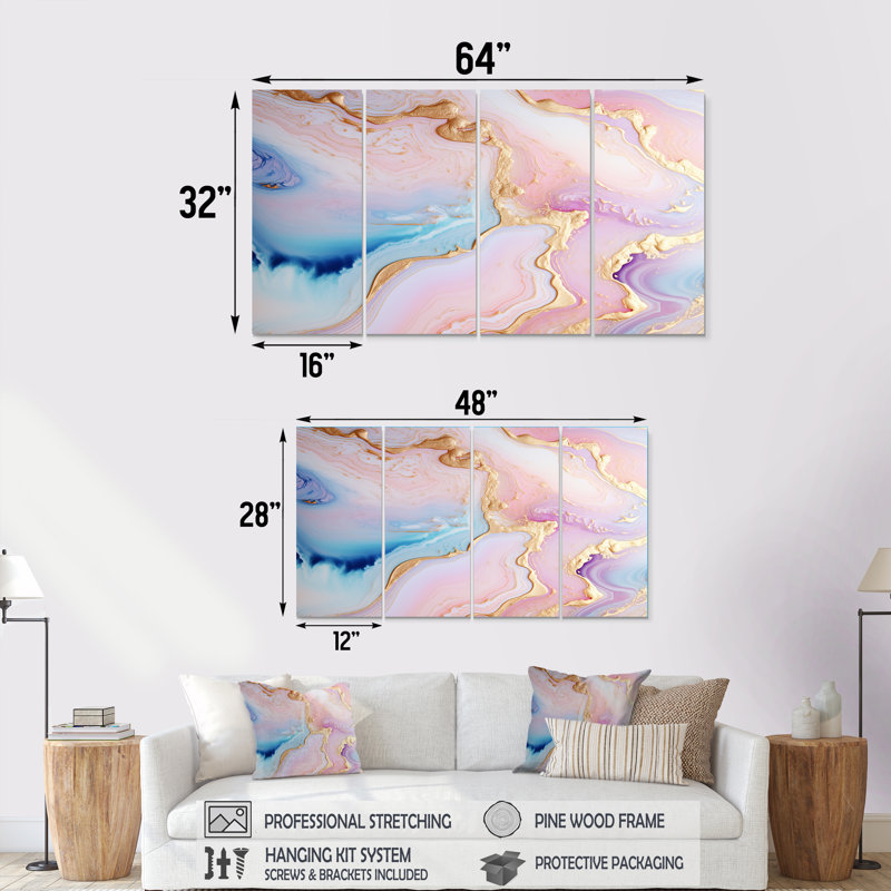 Alaya - décoration murale en marbre 4 pièces, 28" H x 48" W