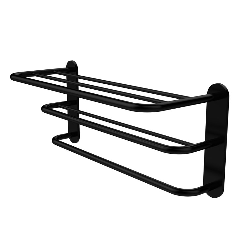 Bineta Metal Tiered Shelf with Towel Bar, Matte Black