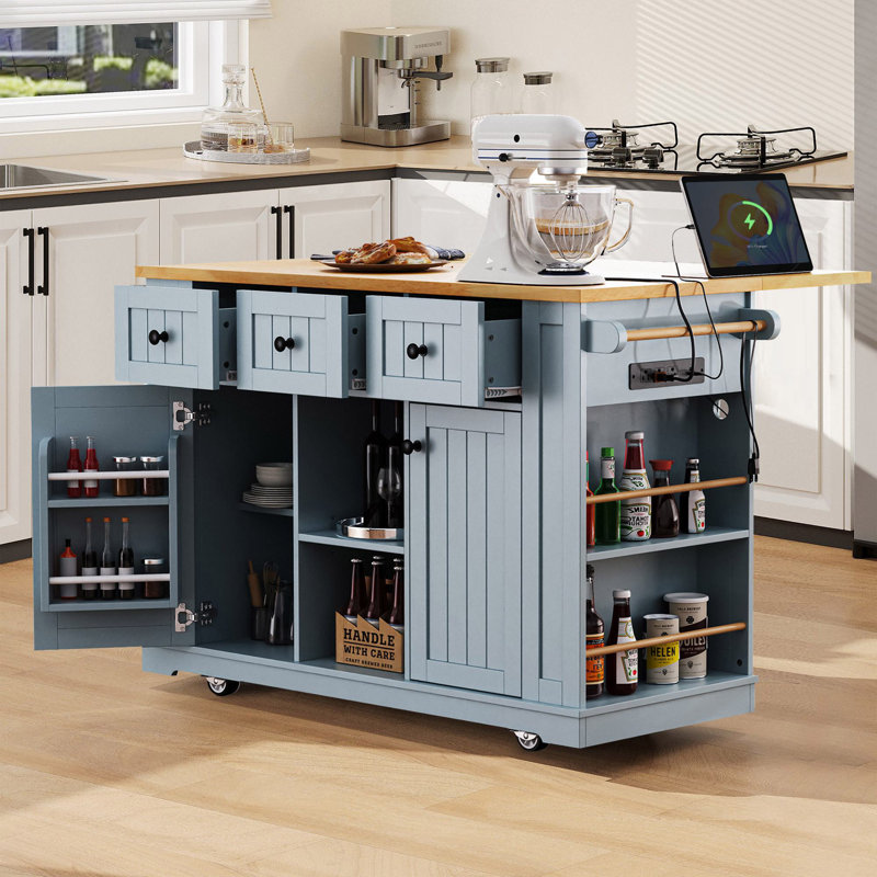 Allycia 53'' Kitchen Island With Drop Leaf, Gray