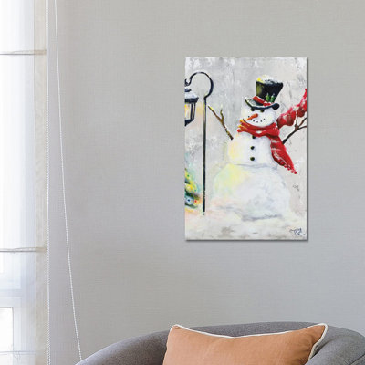 Jolly Snowman 1 Piece Wrapped Canvas Wall Art