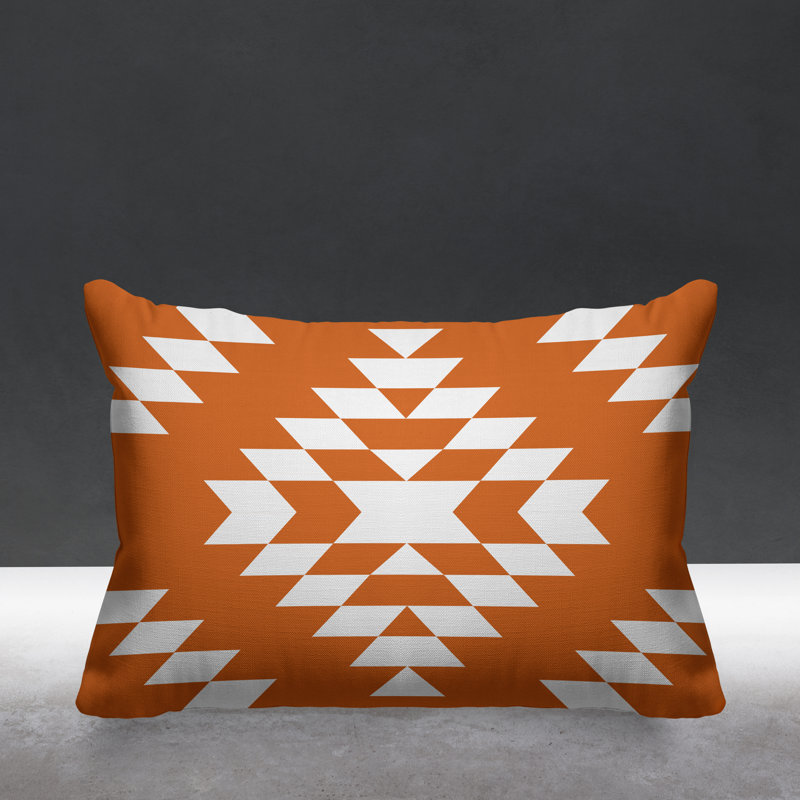 Coussin intérieur / extérieur Chantico Southwestern, 14 po x 20 po, Orange, Rectangulaire