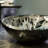 Novatto 16.5'' Black/Silver Glass Circular Bathroom Sink-95973684