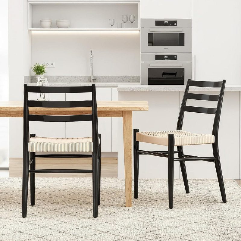 Chaises de salle à manger, siège en corde tissée avec structure en métal robuste, chaises de salle à manger modernes Mid-Century pour la cuisine, le salon, le restaurant