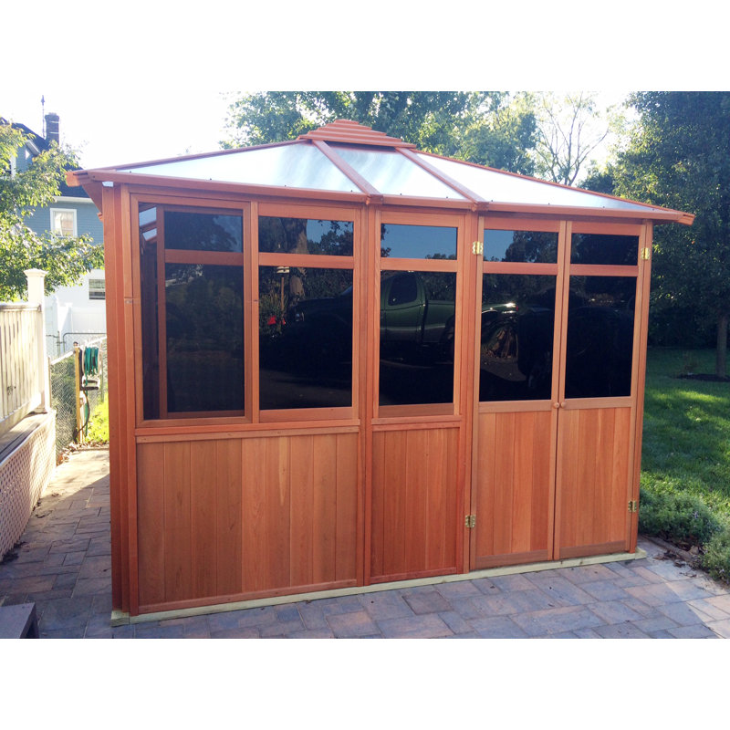 Pavillon jardin de patio en bois massif l 10,5 pi. x p 12,5 pi. solaire