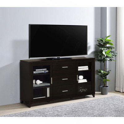 Nyler Cappuccino 3-Drawer Rectangular TV Console