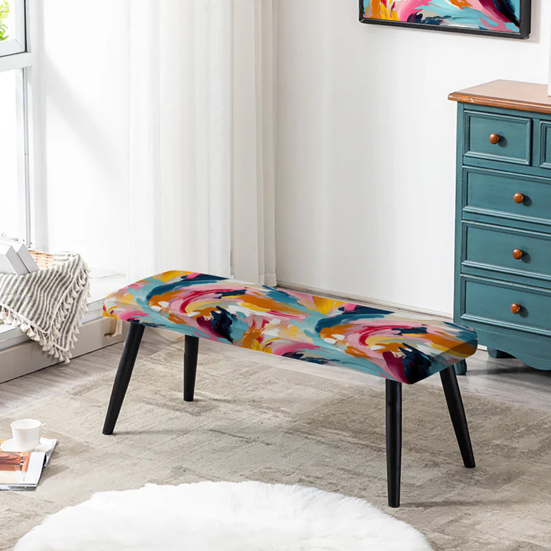 «Colorful Colorful Vibrant Paint Swirl Bliss» - Banc rembourré abstrait noir