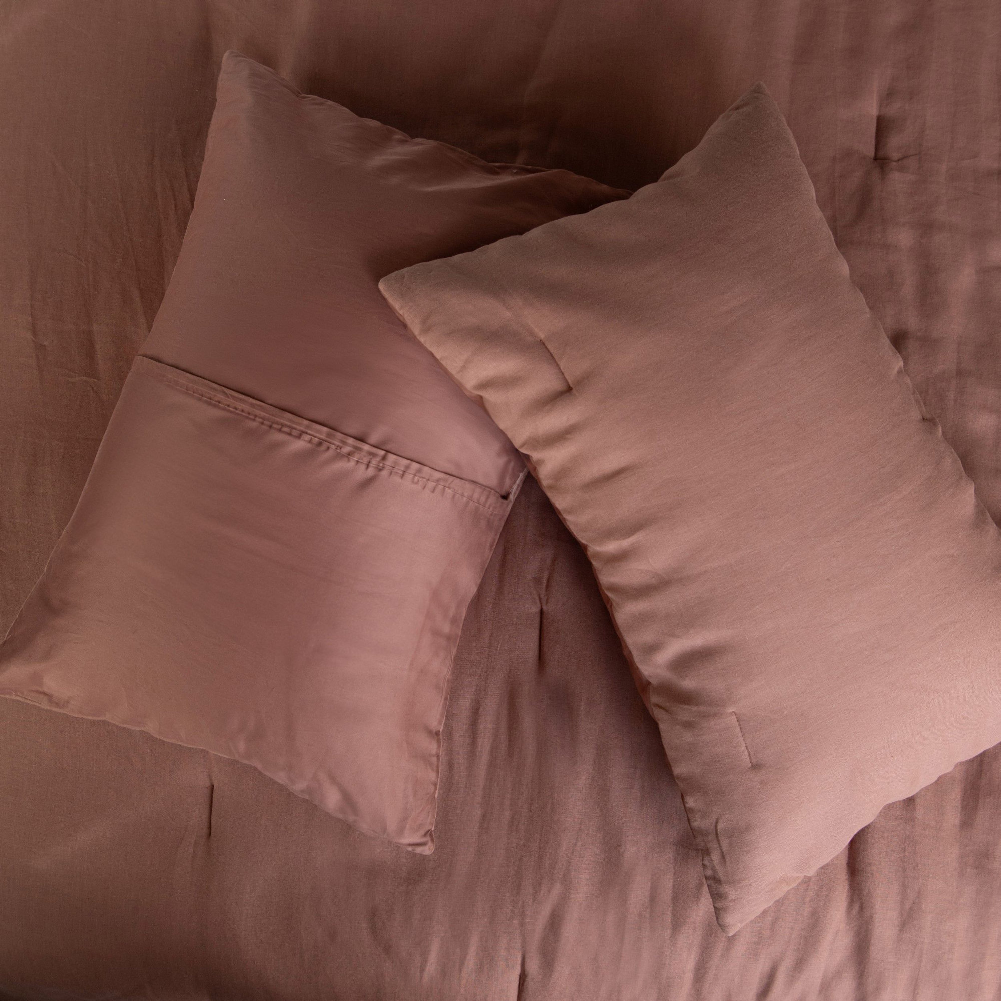 French Linen Comforter & Sham Set, Clay, Twin Comforter + 1 Standard Pillow Sham