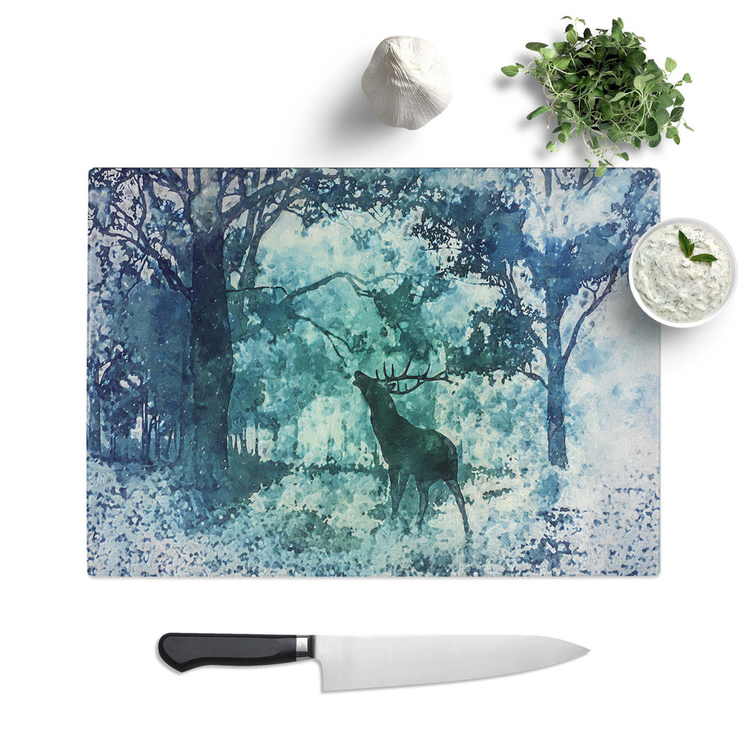Tempered Glass Deer Stag in a Forest Chopping Board