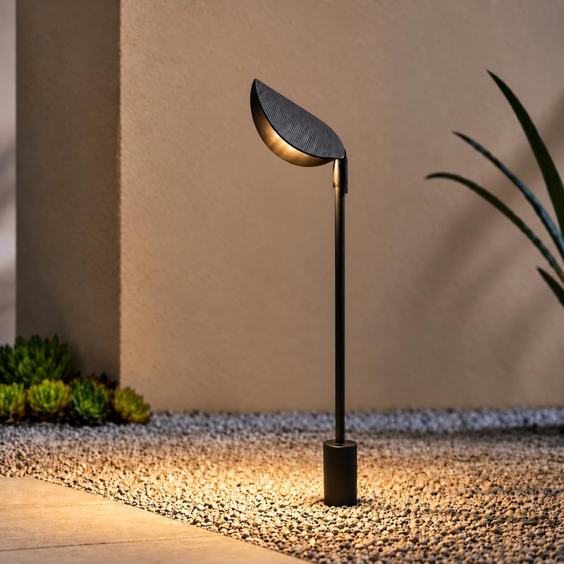 Quankoach Black Leaf Outdoor Bollard Light 60cm, Black
