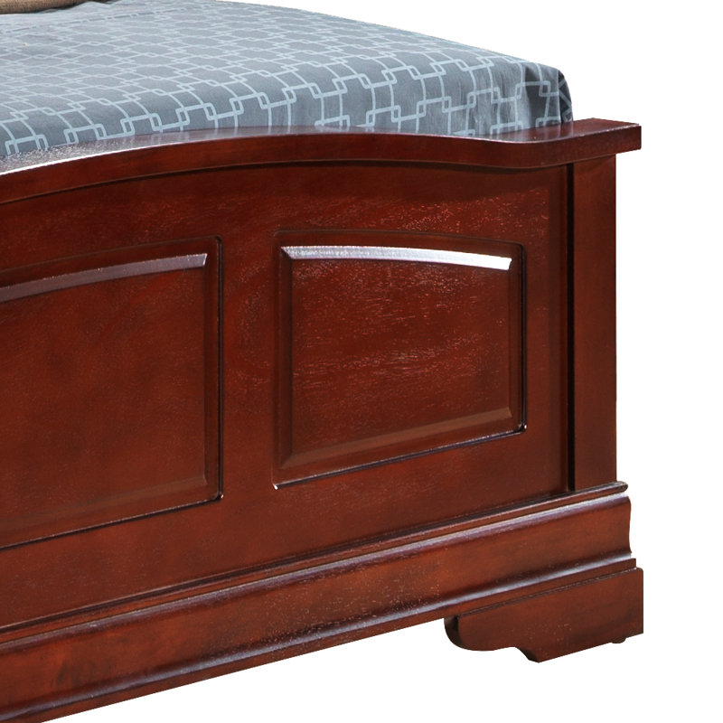 Louis Phillipe Bed With Faux Leather Panel Headboard, King, Cherry