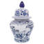 Chinoiserie Stoneware Ceramic Lidded Jar 15" Blue Traditional Decorative Accent for Home Office Bedroom Living Room