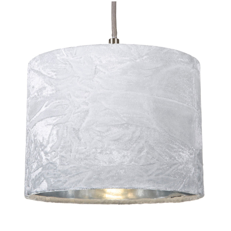 30cm Velvet Drum Lamp Shade, White, 15cm H x 20cm W x 20cm D