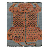 Rug & Kilim’S Pictorial Tiger-Skin Rug In Orange, Blue And Black