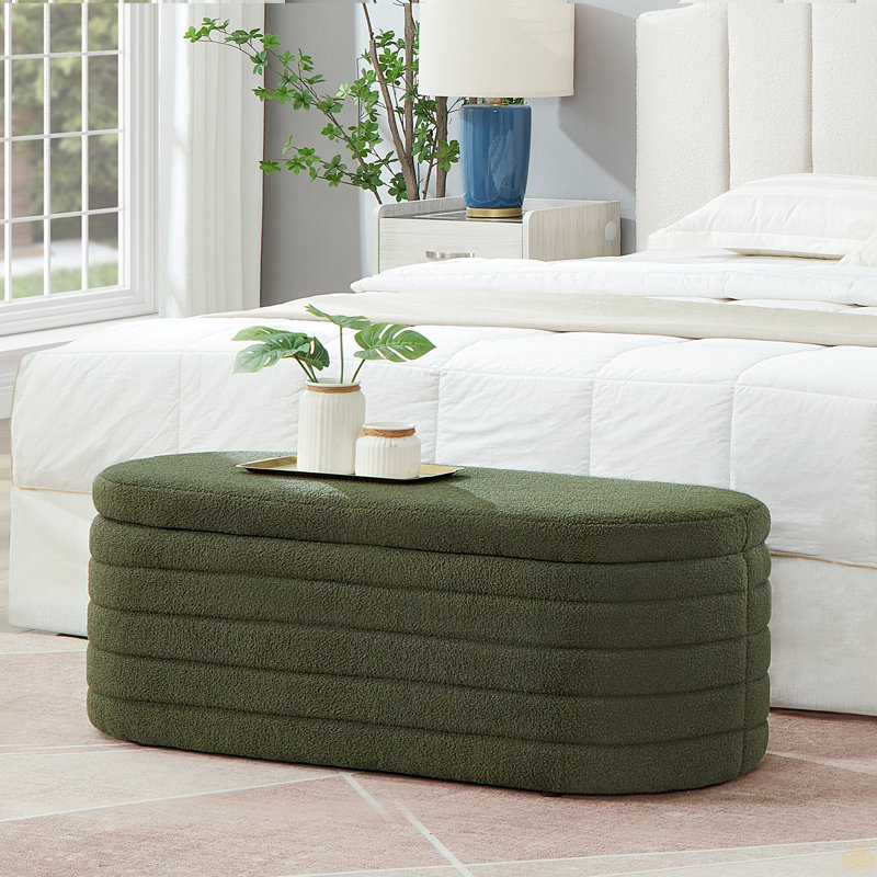 Banc de rangement avec repose-pieds Skandar, Vert foncé