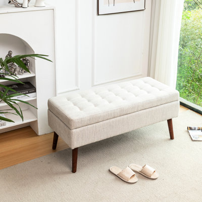 Banc de rangement avec banc de rangement pour l'extrémité de la chambre à coucher Banc de pied de lit Banc de hall d'entrée Banc de repose-pieds l 43,7 po x P 18,1 po