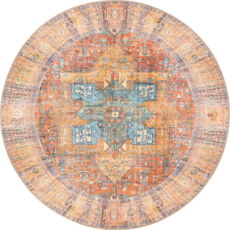 Chenille Geometric Indoor Rug, Round 5'