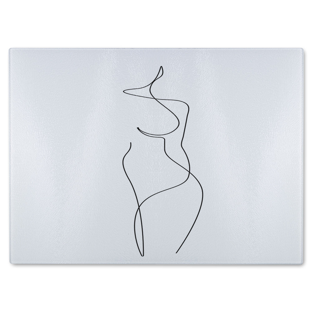 line art drawing of woman Designer Glass Chopping Board