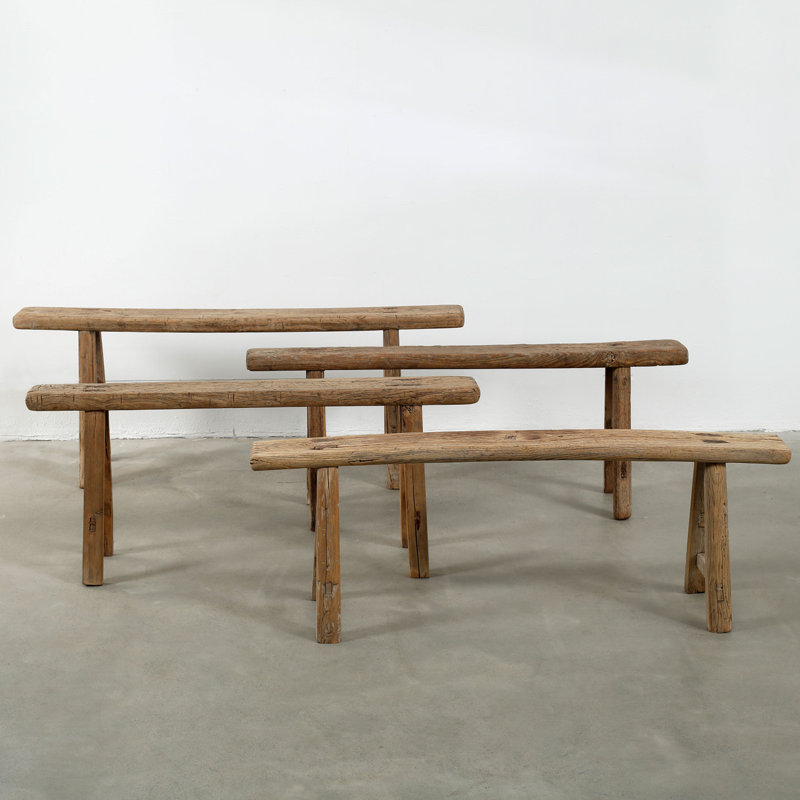 Lily's Living Vintage Noodle Bench, Weathered Natural Wood Finish , 20" H x 40" W x 5" D