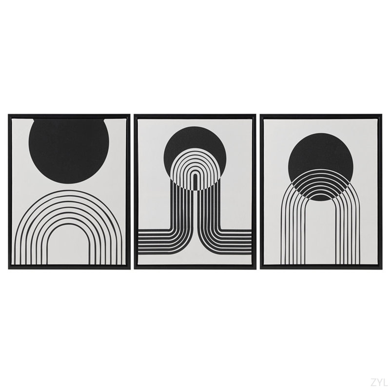 Ensemble 3 pièces d'art mural encadré