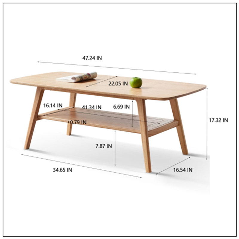 Table basse, table basse en bois massif, table basse avec rangement, table basse moderne, Chêne