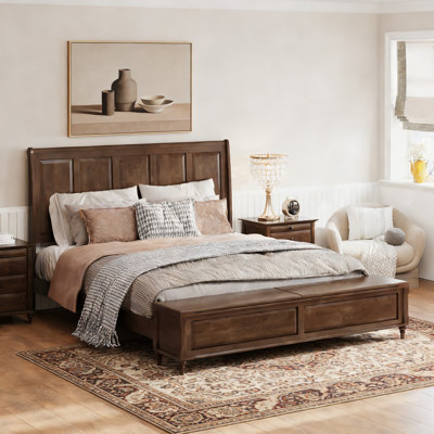 Soild Wood Sleigh Bed With Storage Chest