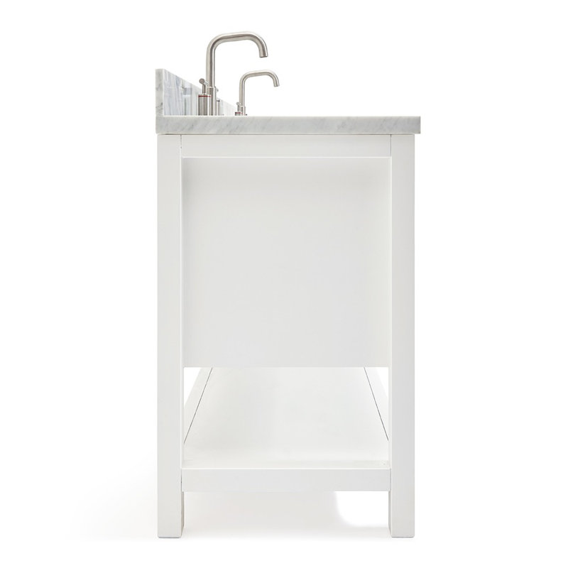 Magnolia Bath Vanity Oval Basin, White, Carrara White Marble, Rectangle 